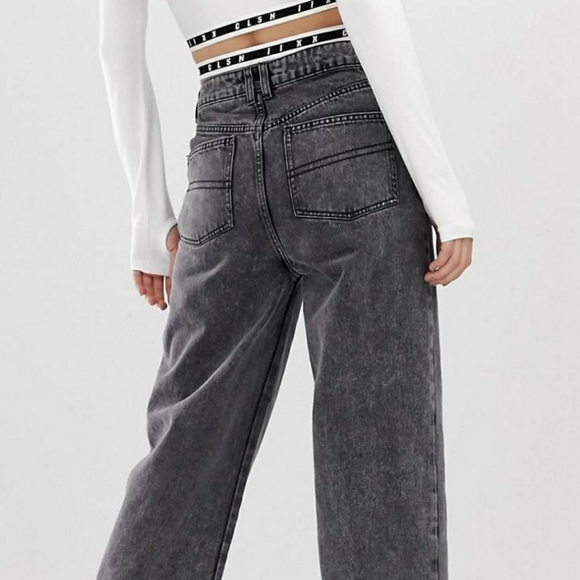 Gray Culotte Wide Leg Jean - Picture 5 of 6